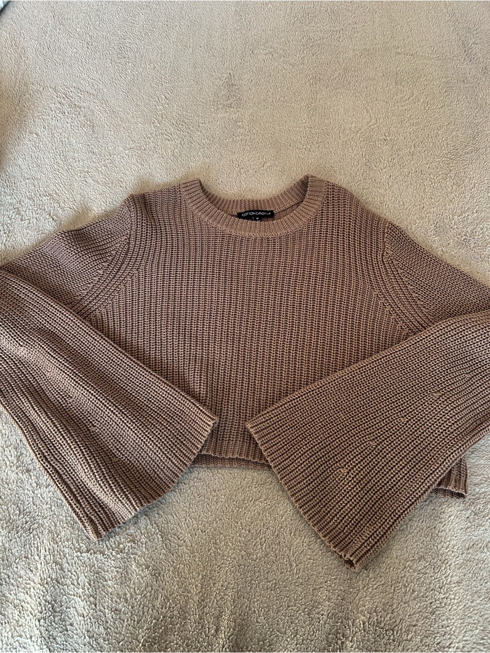 Cotton Candy LA Solid Brown Knit Sweater